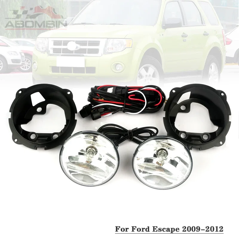 

1 Set Front Fog Lamp Assembly Halogen Front Bumper Light With Wiring and Switch For Ford Escape 2009-2012