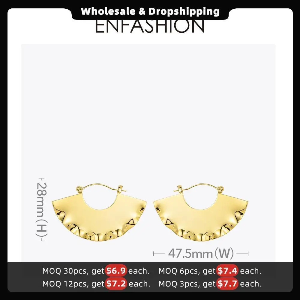 ENFASHION Fan Geometric Drop Earrings For Women Gold Color Curve Big Dangle Earings Fashion Jewelry Pendientes Abanico EC191037