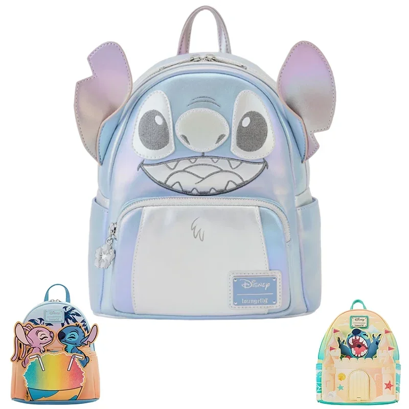 Stitch Women Backpack Loki Baby Yoda Lady Bags Toy Story 3 Alien PU Leather Double Strap Stitch Schoolbag Handbag Casual Bag