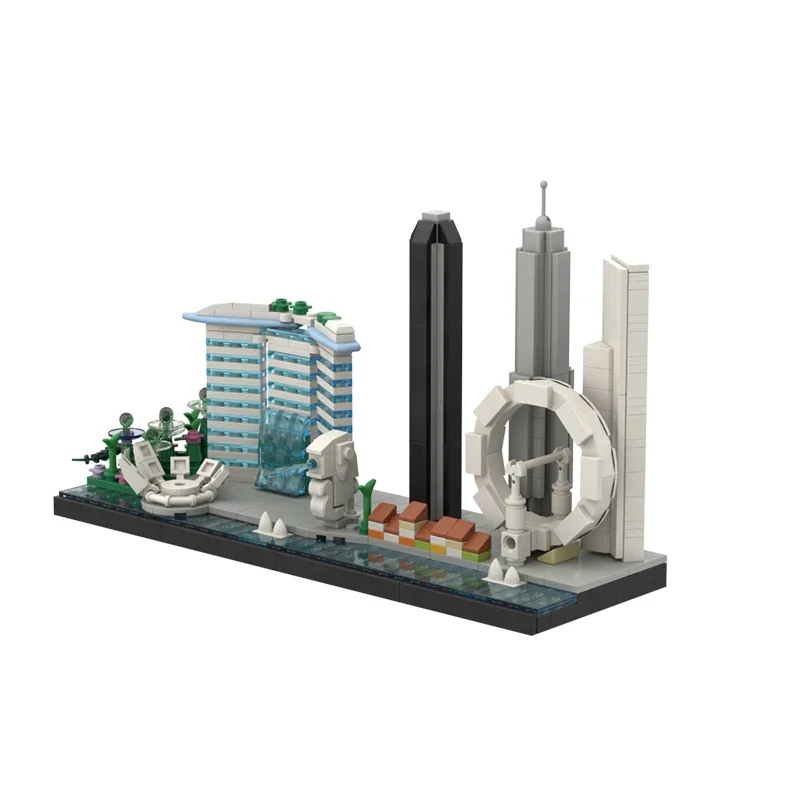 Moc Singapore Skyline City Skyline Architecture Street View Building Blocks Modern House Scene House Model Toy Children Gift