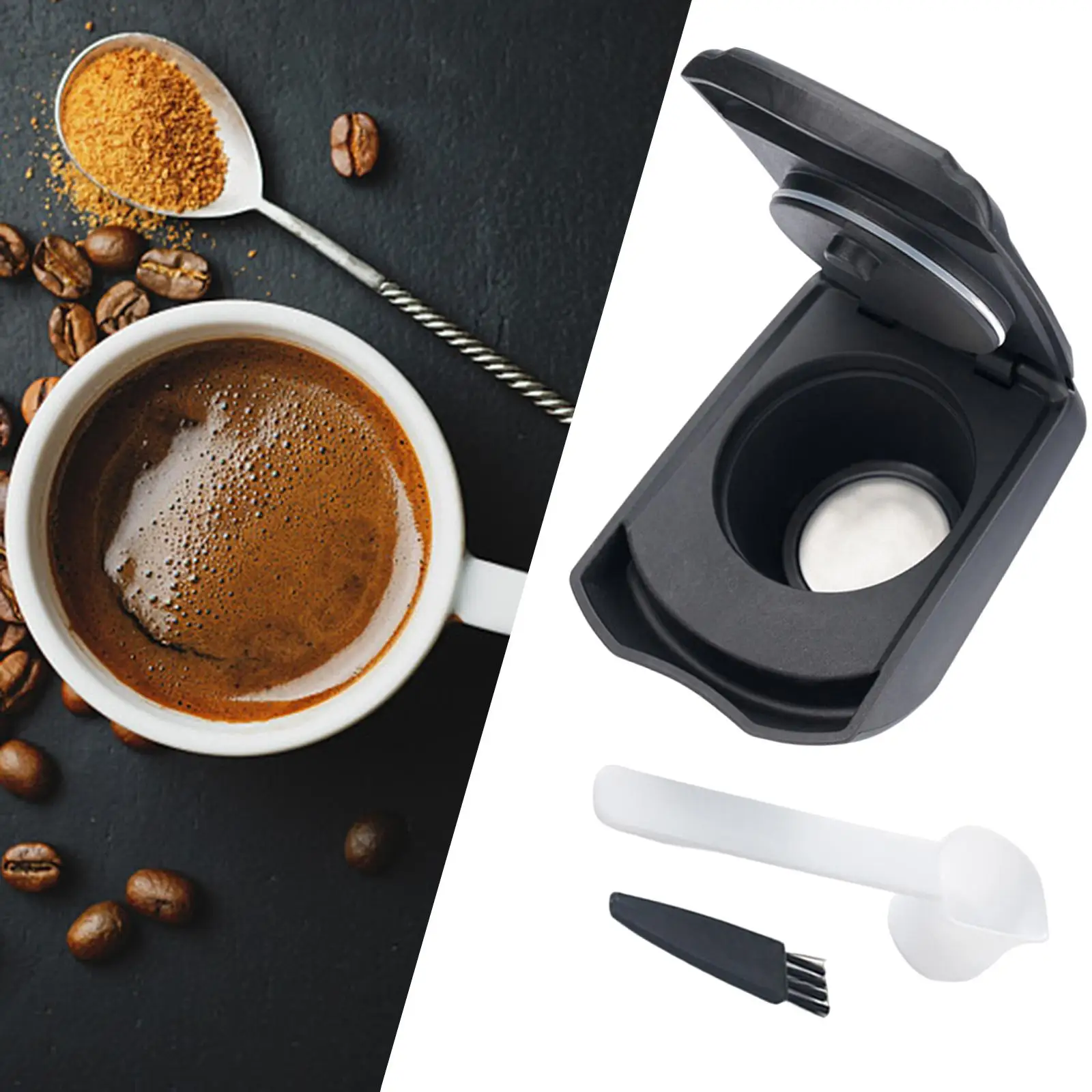 محول كبسولة أدوات القهوة مانعة للتسرب مع فرشاة وملعقة محول القهوة