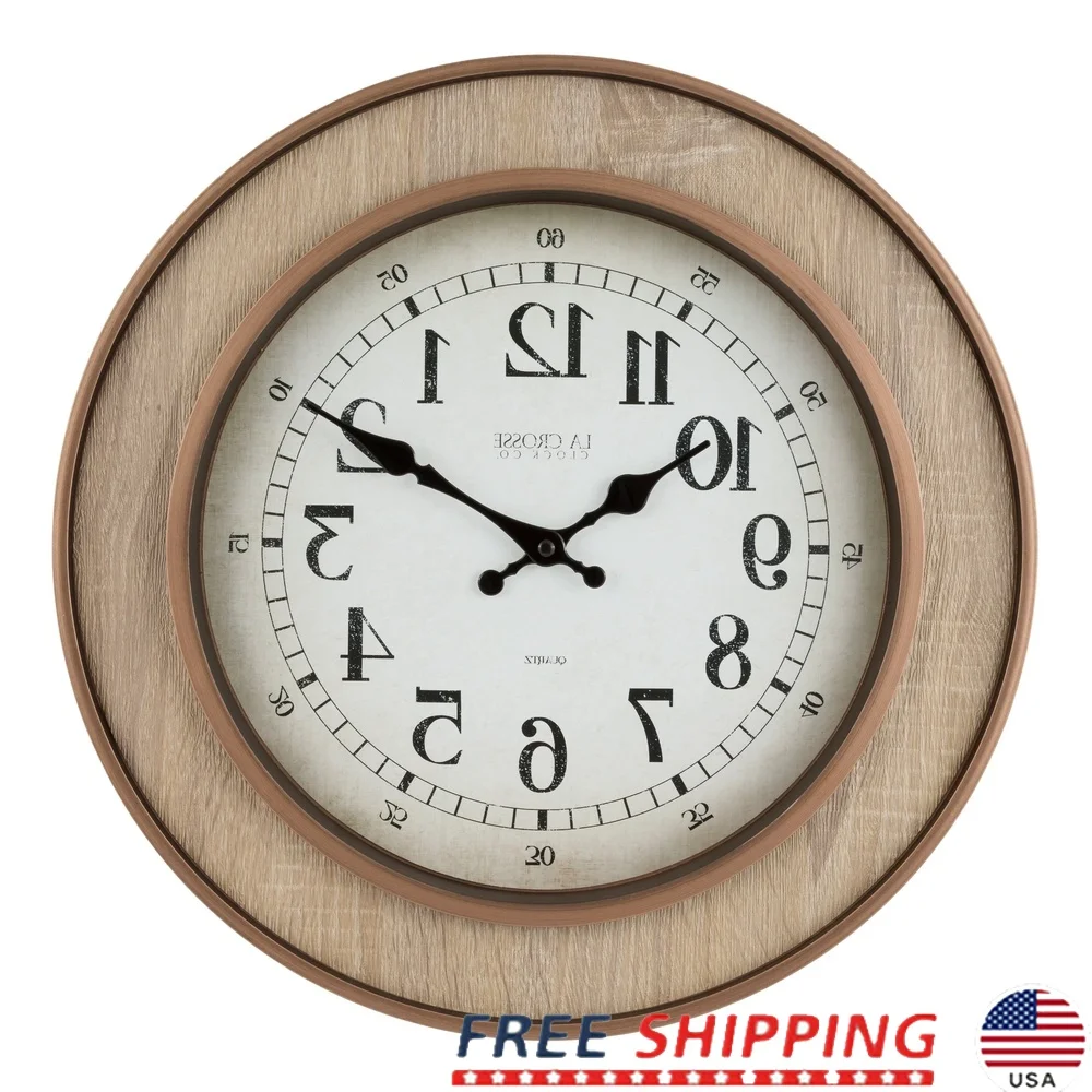 

Contemporary 16 Inch Quartz Wall Clock Analog Ticking Lightweight Plastic Frame Large Numbers Teardrop Hands Battery Operated