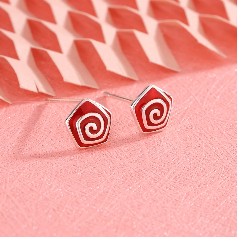 New Fashiona Simple Red Rotating Flower 925 Sterling Silver Jewelry Personalized Rose Earrings E170