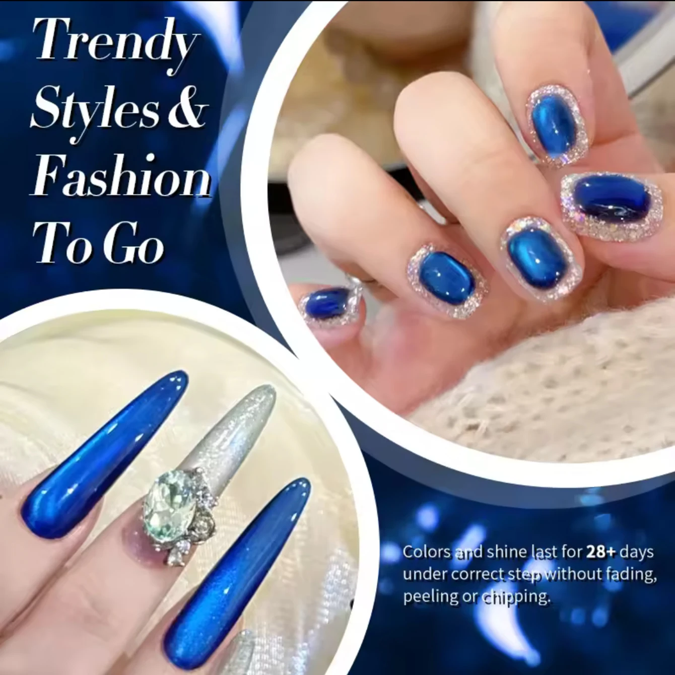 10ml 1pcs Blue Cat Eye Gel Nail Polish Whitening Blue Nails Deep Blue Glass Bead Popular Magnet Cat Eye Nail Glue