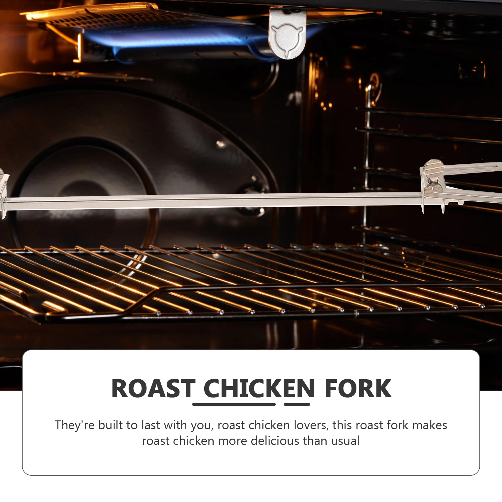 

Stainless Steel Air Fryer Fork Rotating Roast Chicken Grill Baking Bbq Tool Heat Resistant Non- Clean Kitchen