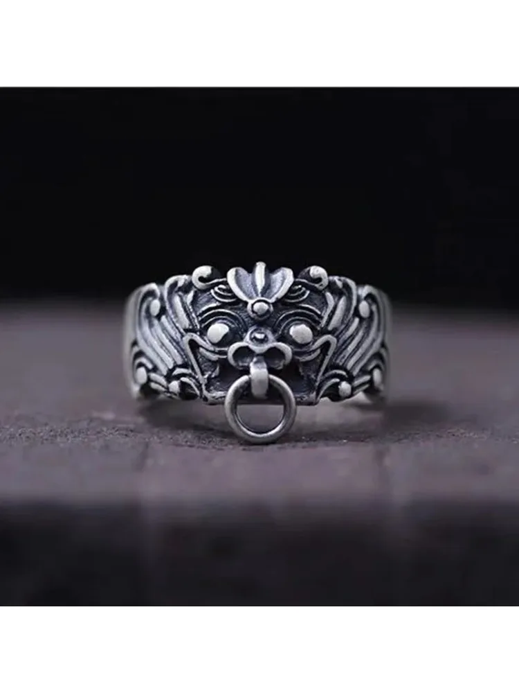 خاتم ريترو جارديان تاوتي للرجال بركة حلقة مفتوحة للجنسين إكسسوارات مصنوعة يدويًا هدية لمحبي المجوهرات