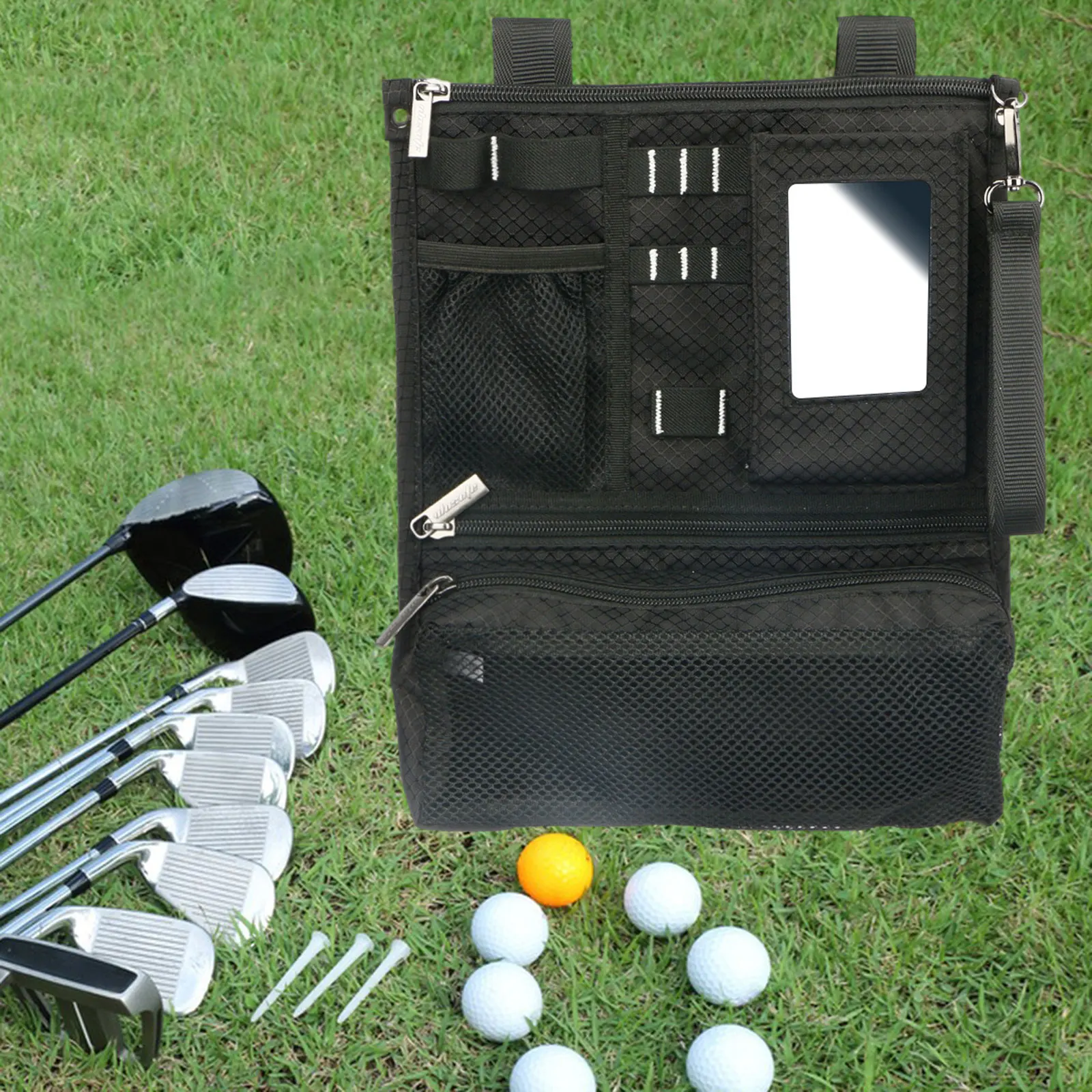 Golf Ball Bag Golf Accessories Golf Pouch Zipper Golf Ball Holder Golf Bag Organizer Supplies Multipurpose Golf Tees Bag Carrier