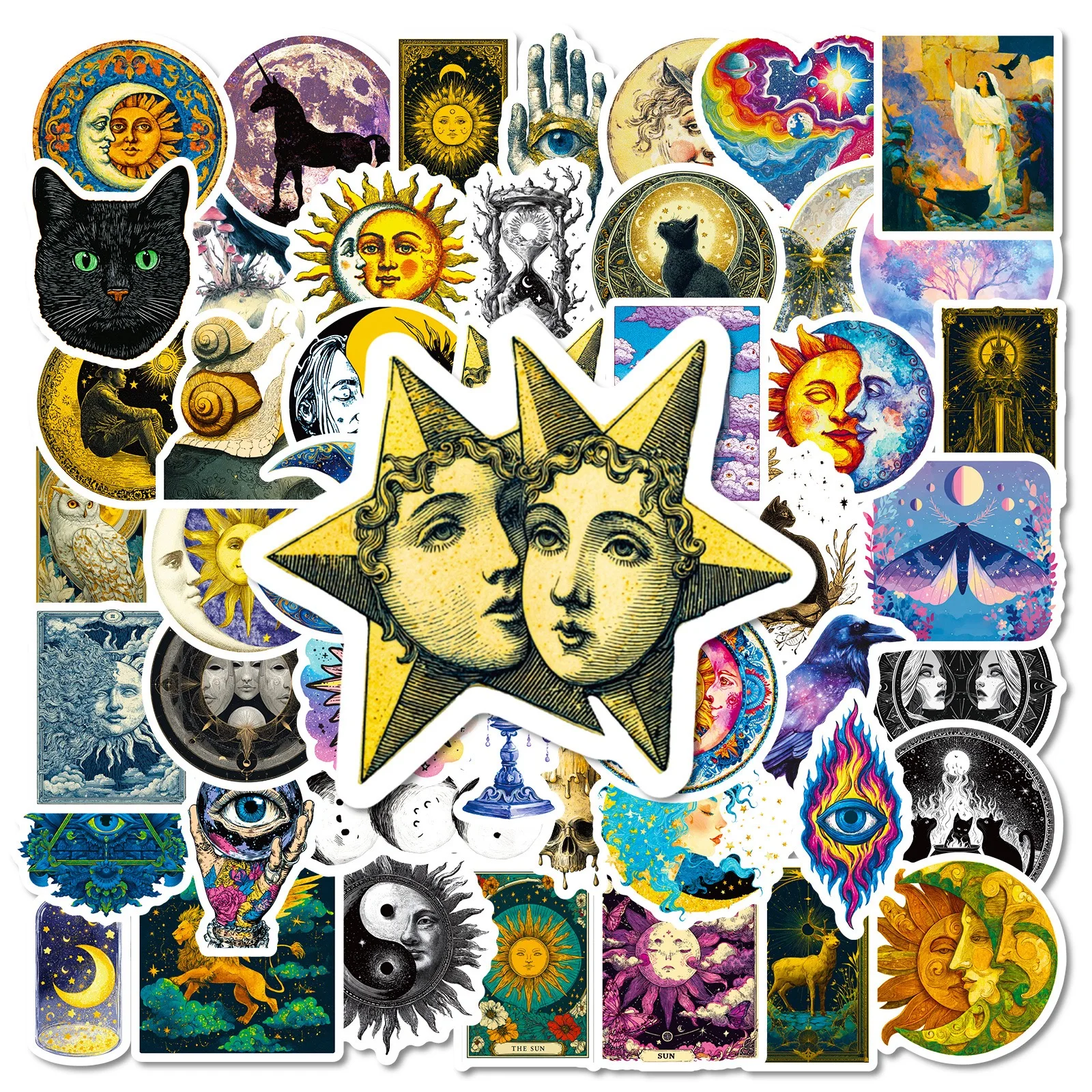 

10/56PCS Gothic Mysterious Dark Sun Moon Planet Stickers Galaxy Tarot Goth Decals DIY Kids Guitar Scrapbook Phone Sticker Toy