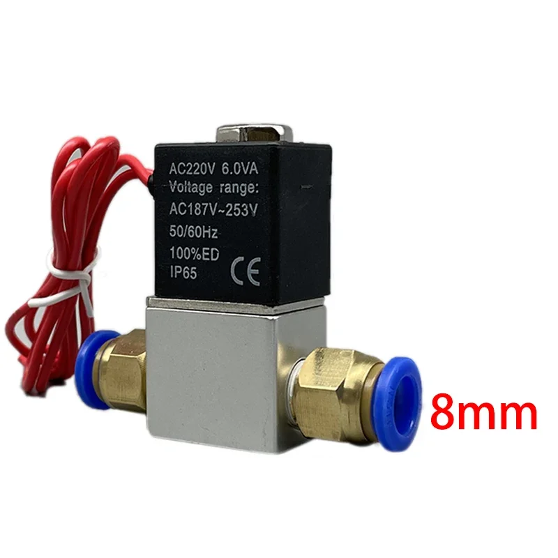 12V 24V 220V Pneumatyczny elektryczny zawór elektromagnetyczny 2-pozycyjny 2-portowy normalnie zamknięty zawór magnetyczny powietrza 6mm 8mm Złącze węża