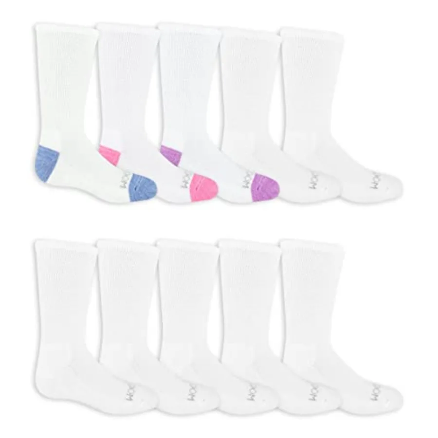 

10Pack White Everyday Crew Socks for Girls in Large Size Ideal for Daily Wear Comfortable and Durable for School Sports and Cas
