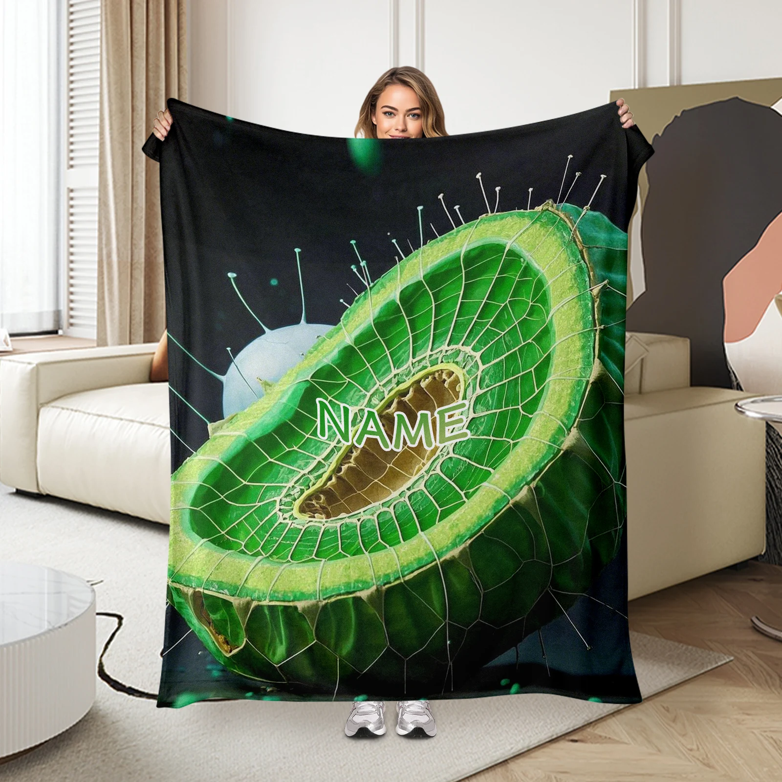 

Elegant Flannel Blanket For Family And Friends Featuring Plant And Cell Patterns And One Heartfelt Text
