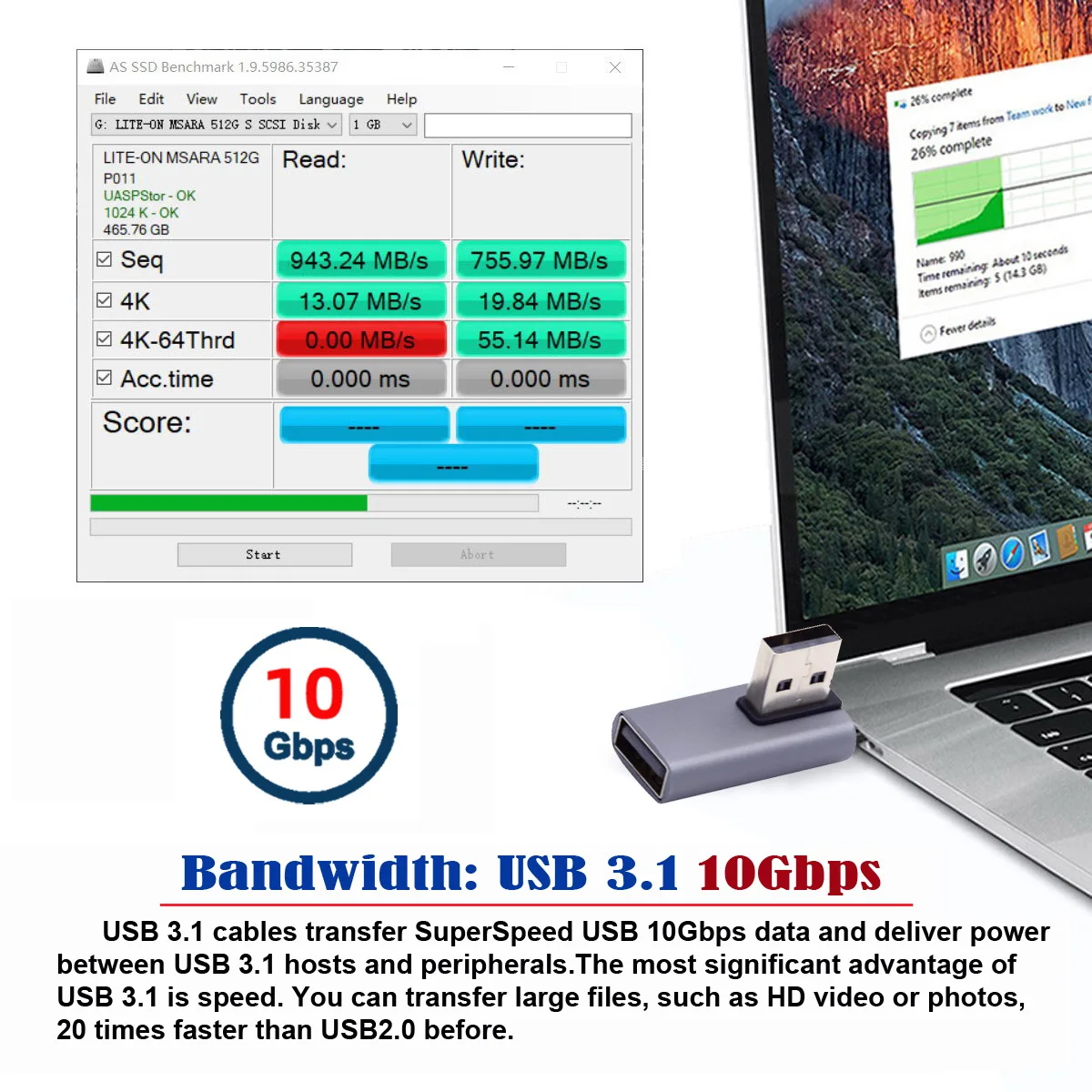 10 gb/s niskoprofilowy 90 stopni prostopadły typ USB3.0 rozszerzenie męskie i żeńskie Adapter danych zasilania wideo