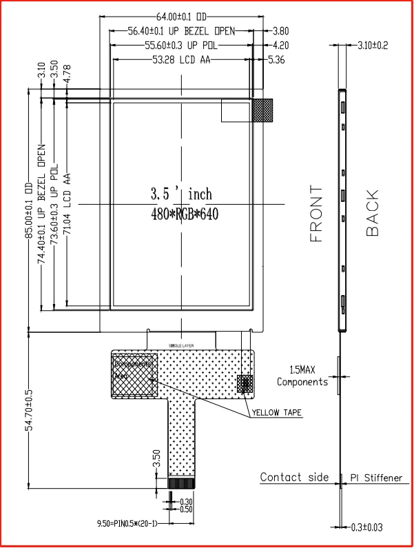 Imagem -05 - Módulo da Relação do Lcd 1mipi 480x640 Ili9806e va 35