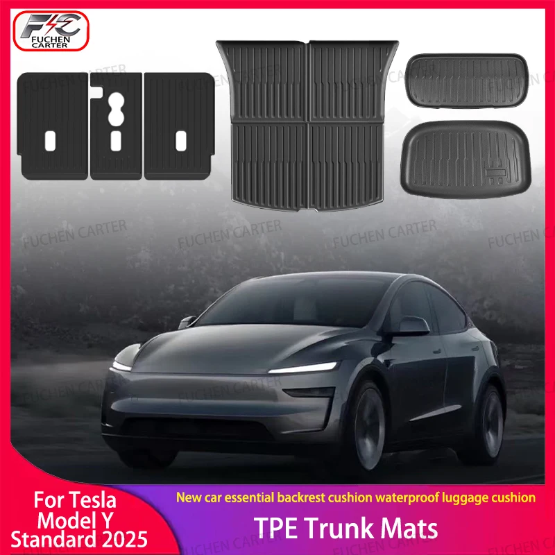 

Коврики для багажника (передний и задний) для Tesla New Model Y Standard 2025, из ТПЭ, водонепроницаемые, всепогодные, двухслойные