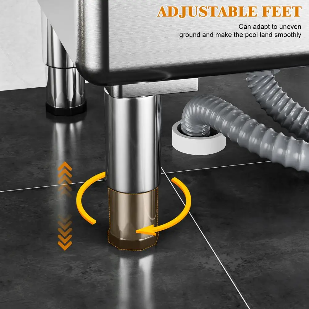 Slop Sink Commercial Floor Mop Sink Stainless Steel Utility Laundry Basin Quick Drain with Basket for Kitchen Garage(45x41x55cm)