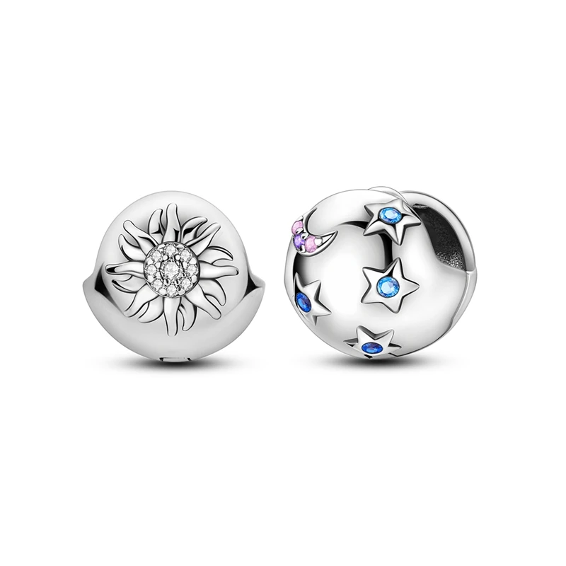 

925 Sterling Silver Earrings Women Sparkling Spherical Sun Moon and Star Hoop Earring For Anniversary Wedding Jewelry Gifts