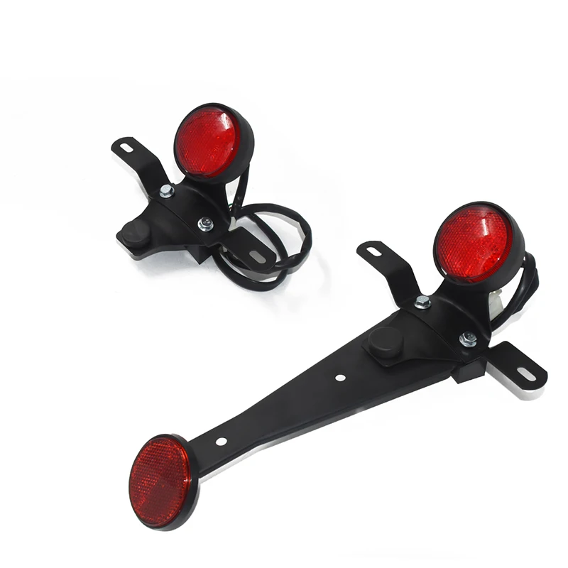 ECE E-Stamp Retro Motorcycle Modified LED Aluminum Alloy Round Rear Tail Lamp License Plate Brake Light