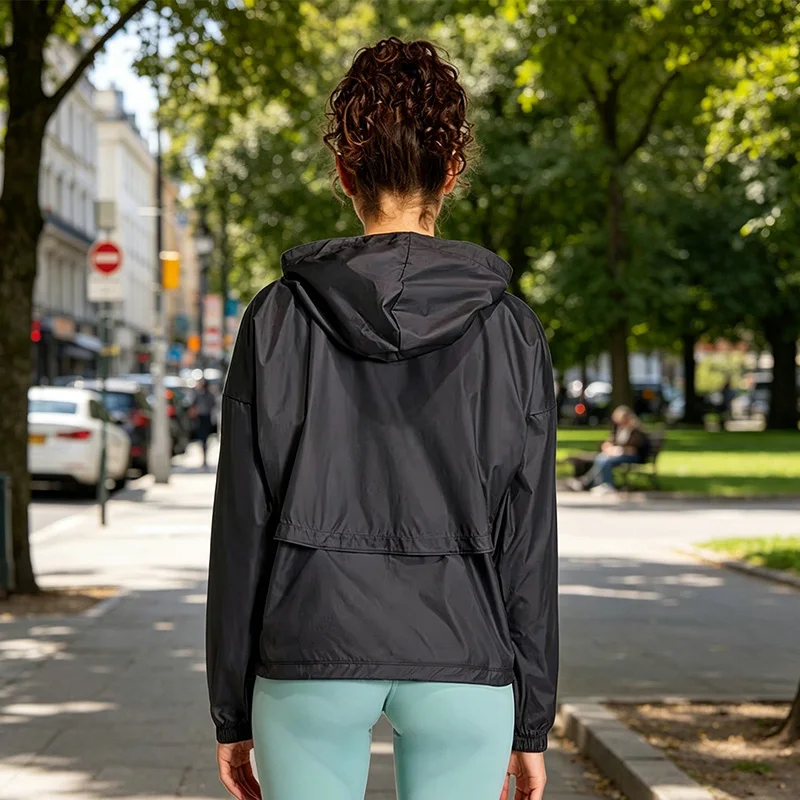 Adidas 100%Genuine Womens Woven CLIMA365 Tech Hooded Jacket JX1872 Black Clima365 Windbreaker