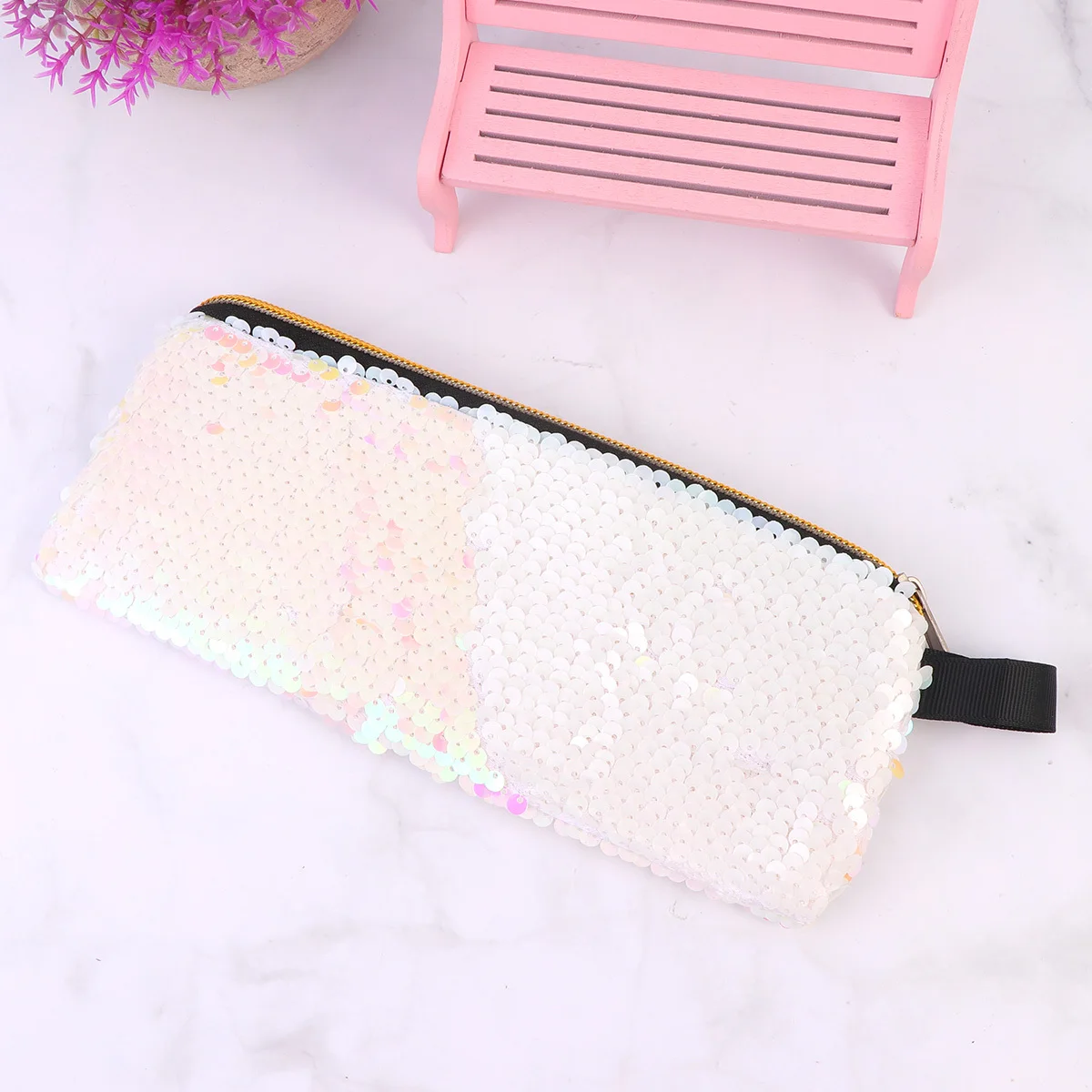 Shiny Sequins Pencil Bag Washable Durable Stationery Pouch For Phone Coin Storage Multifunctional Case
