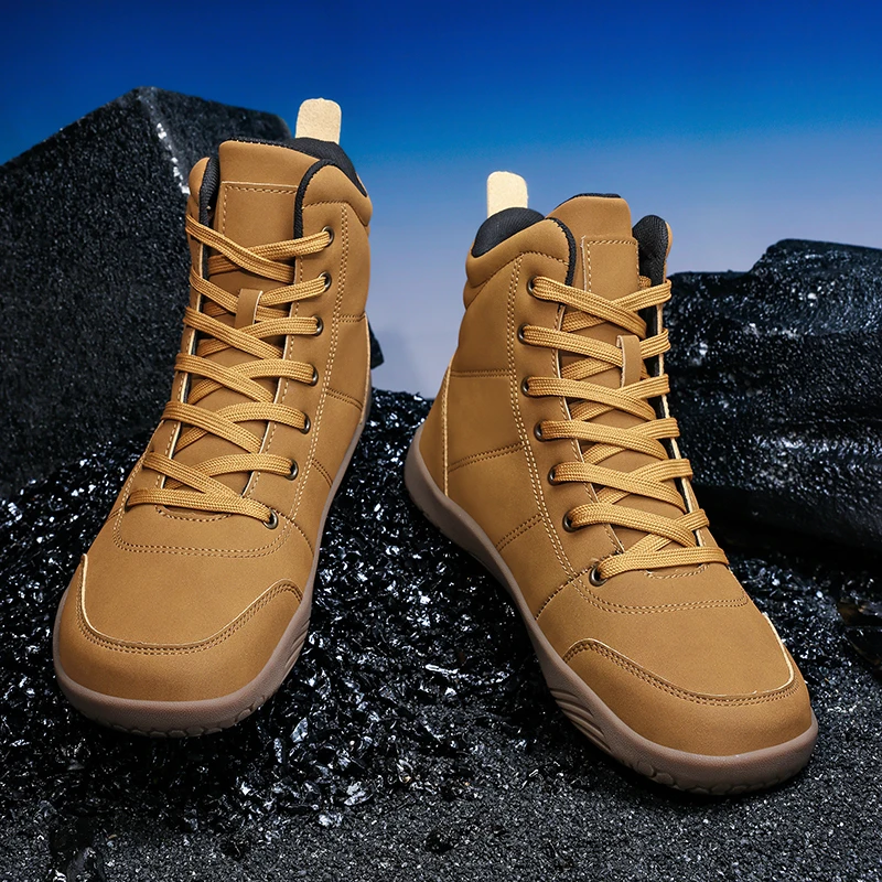 New Wide Toe Box Hiking Shoes for Men Women High Top Sneakers Synthetic Leather Lace Up Outdoor Non-slip Trail Running Shoes - Image 2