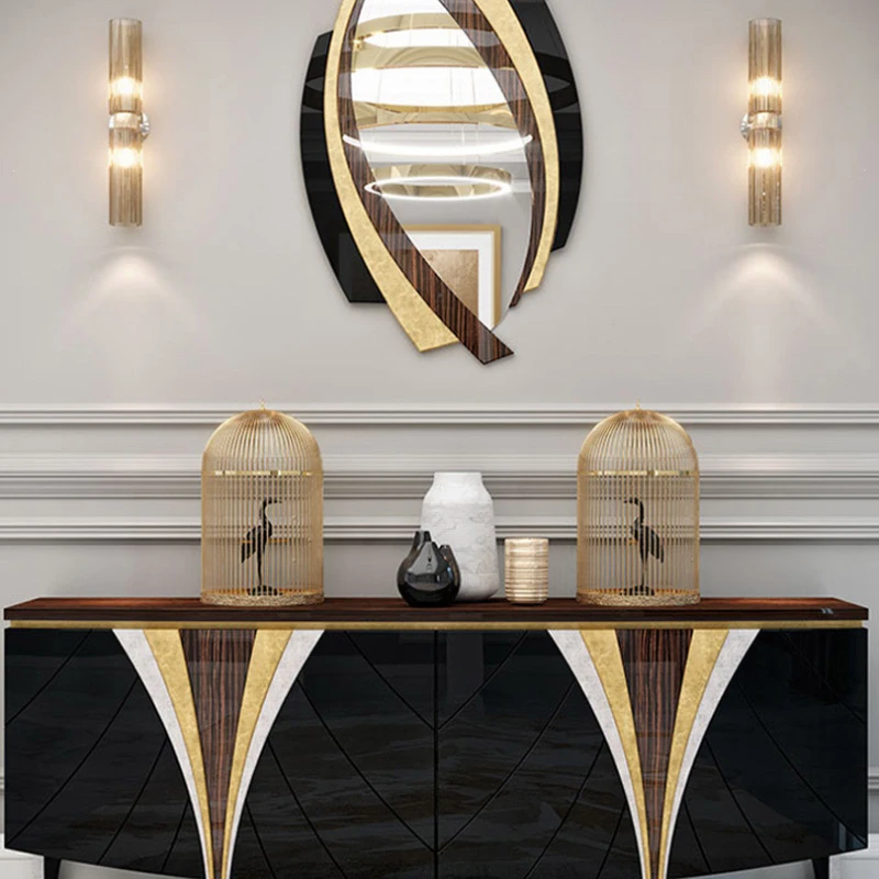 Fashionable and luxurious contrast color hallway cabinet, multi-color mix and match oval in door cabinet, dining room