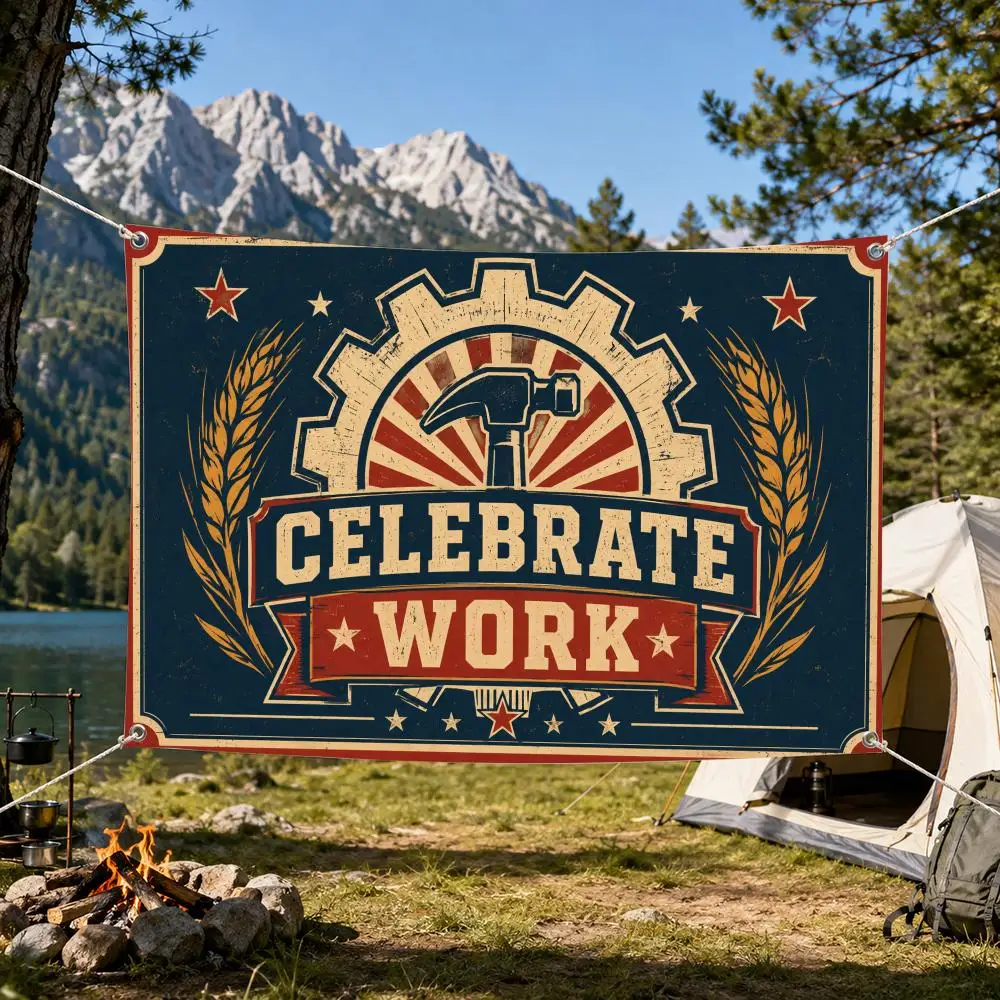 Labor Day Celebration Banner Flags Aesthetic Wall Tapestry Printed Wall Hanging Living Room Party Outdoor Decor