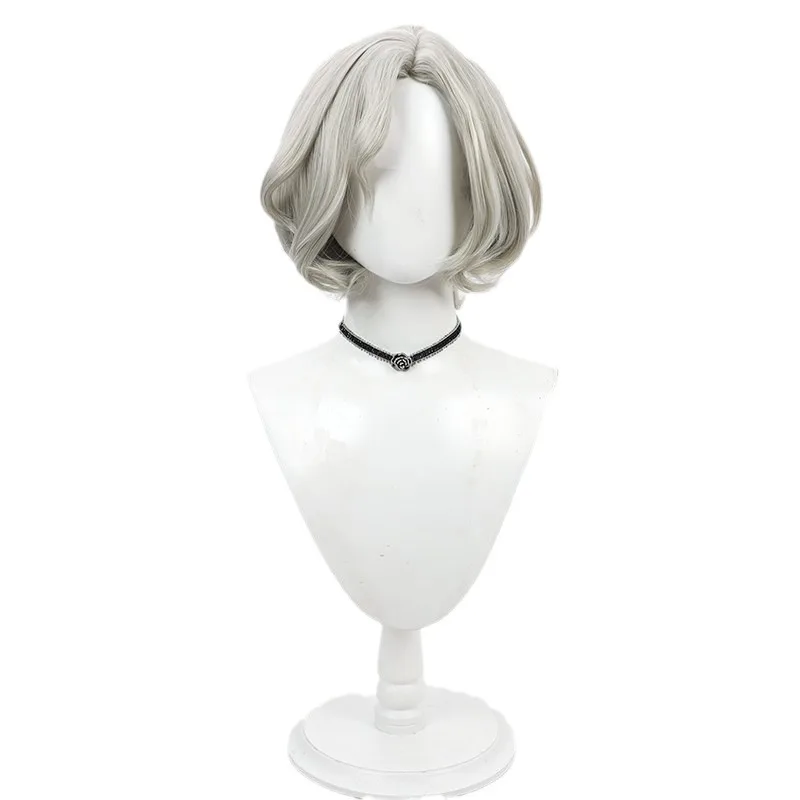 L-email wig rambut sintetik lezat di Dungeon Mithrun Wig Cosplay 30cm Wig warna abu-abu pendek wig tahan panas