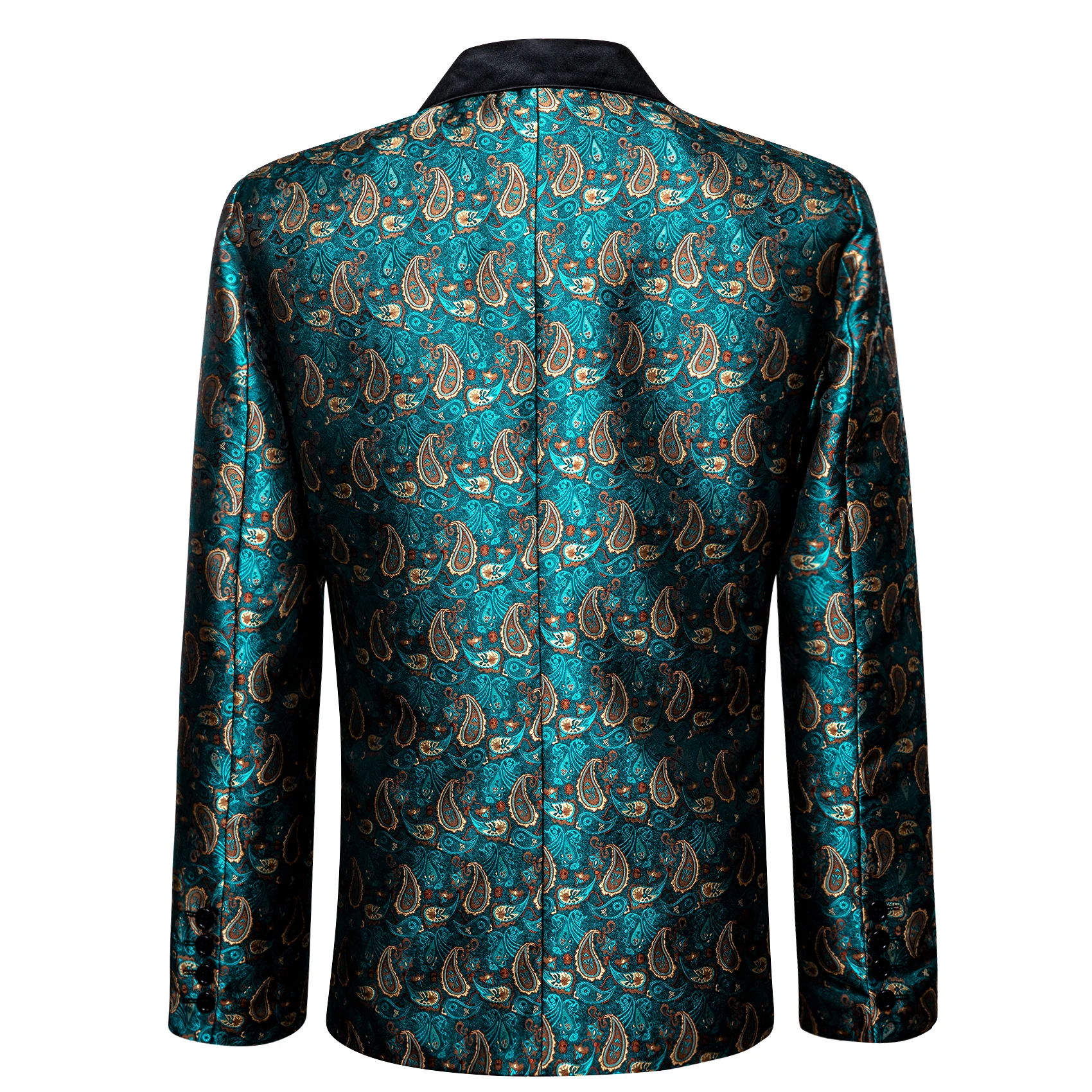 Teal Blue New In Suits And Blazer Exquisite Men Silk Leisure Suit Woven Paisley Formal Business Party Wedding Barry.Wang ZZ-0100