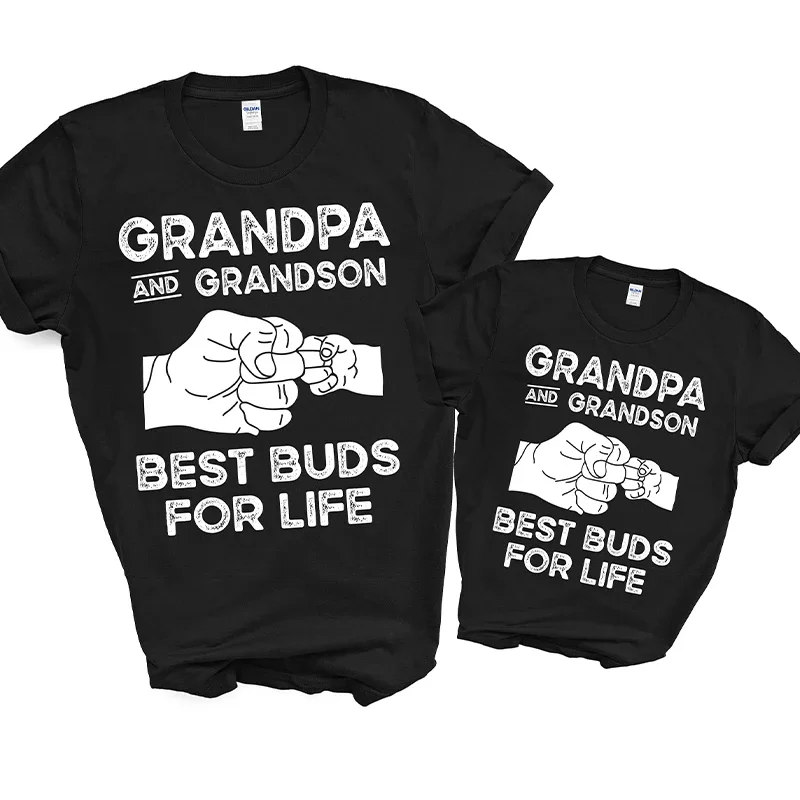 Men's T-shirts Grandpa and Grandson Best Buds for Life Tee Shirt Tops Grandpa Grandson Matching Clothes Shirts for Men Boys