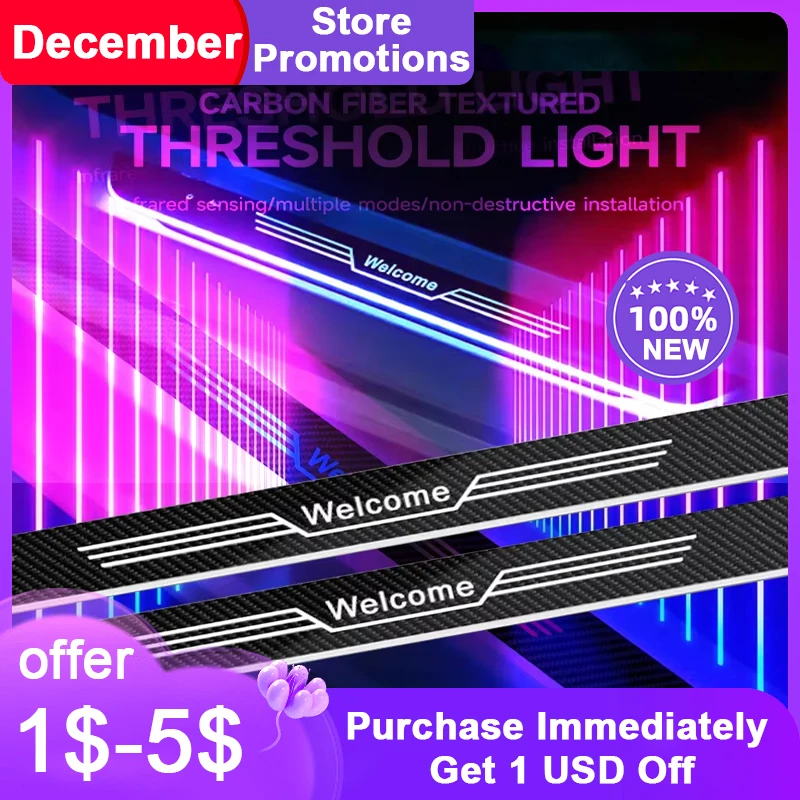 Customizable Led Interior Car Lights Personalized Auto Door Pedal Welcome Mood Light RGB multi-function Car Decor Accessories