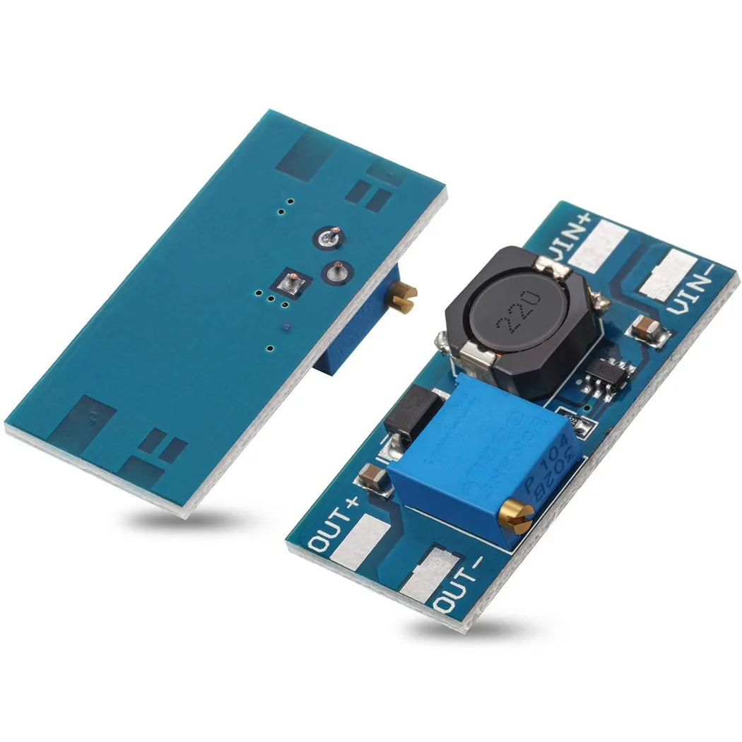 MT3608 DC-DC Step Up Boost Power Converter - 2A Module, Adjustable Step Up Voltage Regulator Board - 2-24V to 5V-28V Output
