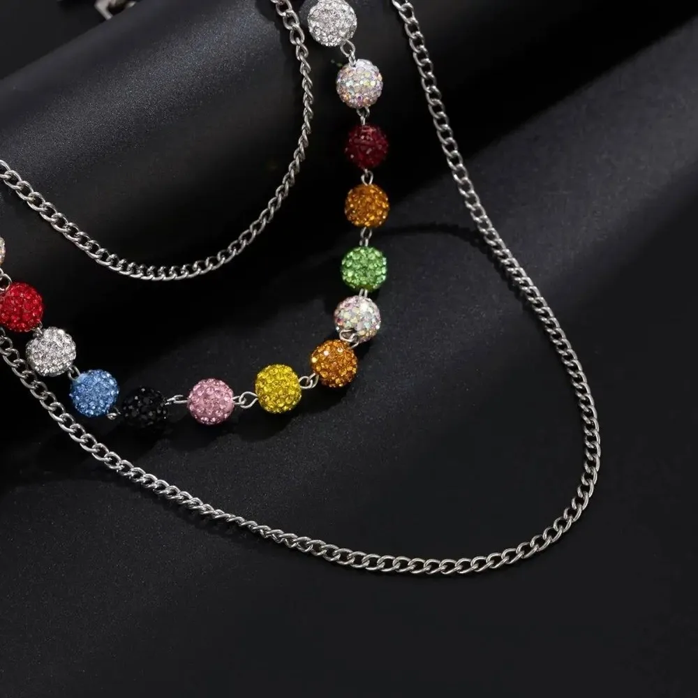 Colorful Rhinestone Waist Chain Belt Beaded Design Casual Bag Pants Chain Street Jewelry Punk Harajuku Waist Chain For Men Gift