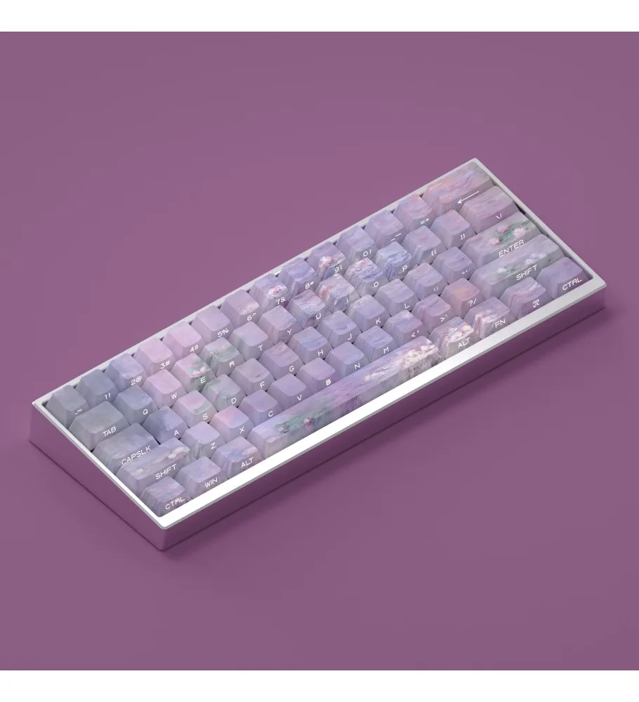 Water lily keycap side engraved light original scratch-resistant height PBT adaptation 61 68 75 87 98 104