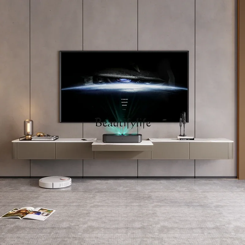 

LD33Light luxury suspended wall-mounted simple wall-mounted telescopic projector laser TV cabinet