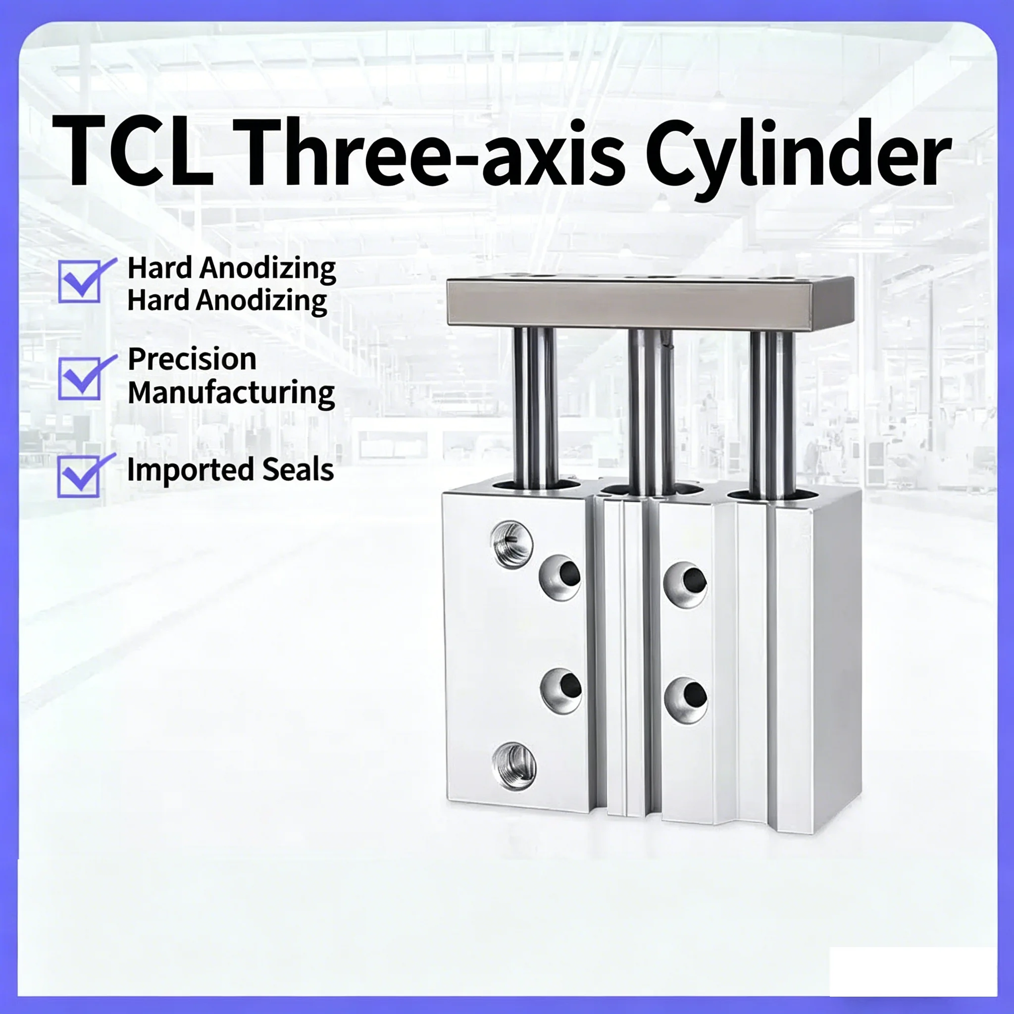 Three-Axis Thin TCL Series Cylinder With Rod Bore 12/16/20/25/32/40/50/63mm Stroke 10/20/25/30/40/50/75/100/125/150/200/250/300m
