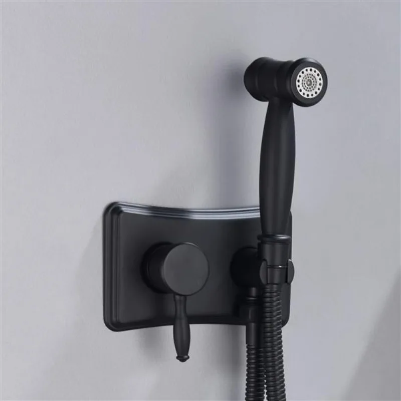 Stainless Steel Hot and Cold Water Sprayer Black Handheld Sprayer for Home Toilet Women's Health Cleaning and Pet Cleaning Kit