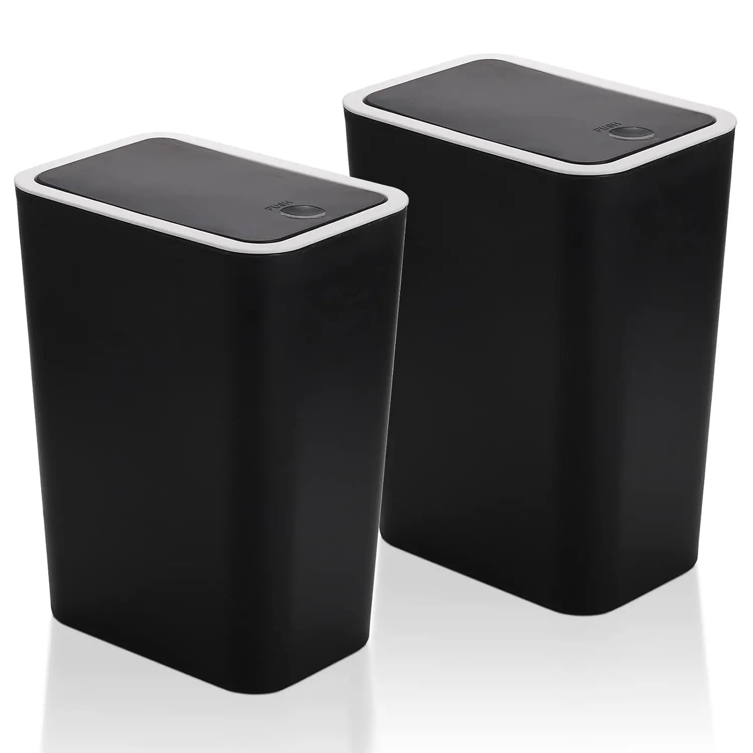 

2 Pack 7.5L Slim Trash Can with Press Top Lid for Kitchen Bathroom Office