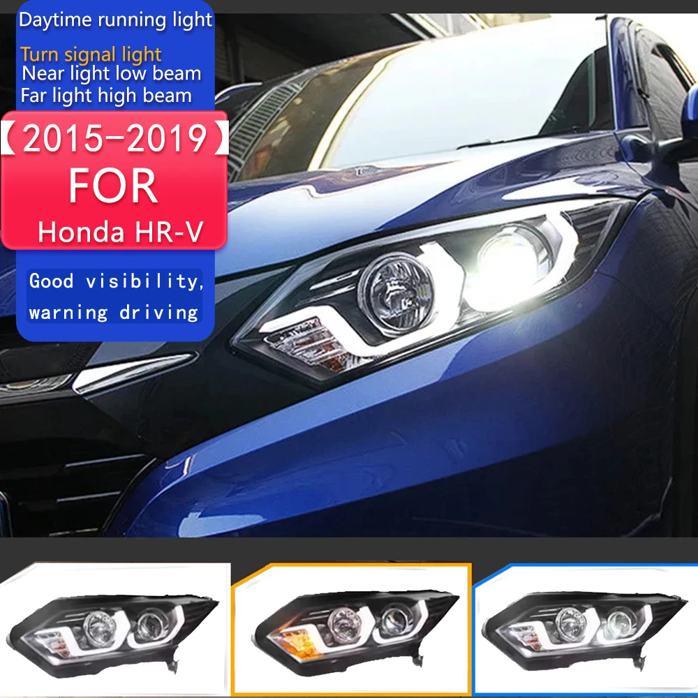

Стайлинг автомобиля для Honda HR-V светодиодные фары 2015-2019 HRV Vezel DRL указатель поворота дальнего света Angel Ey автоаксессуары