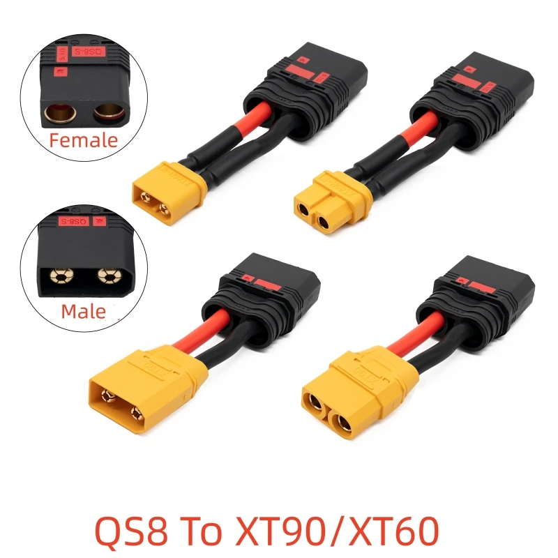 1PCS XT90 Male and Female Head XT60 to QS8-S Male and Female Head Adapter Cable Lithium Battery Model Aircraft Power