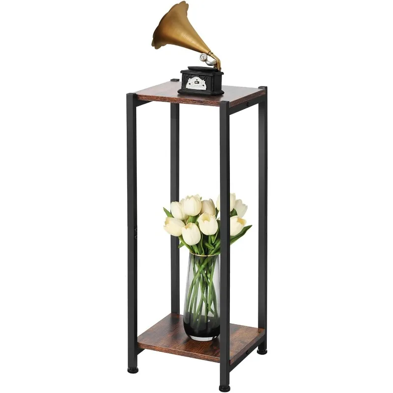 

Tall Plant Stand Indoor,31 Inch Plant Stands,2 Tier Metal Plant Stand with Heavy Duty Wood,Rustic Brown and Black