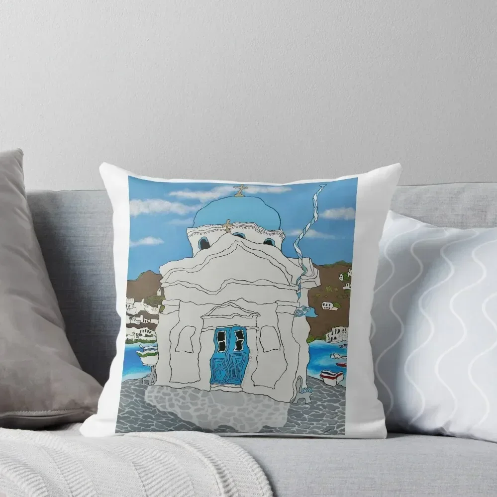 

Mykonos Church Throw Pillow christmas pillowcases Rectangular Cushion Cover autumn pillowcase Pillowcases For Pillows pillow