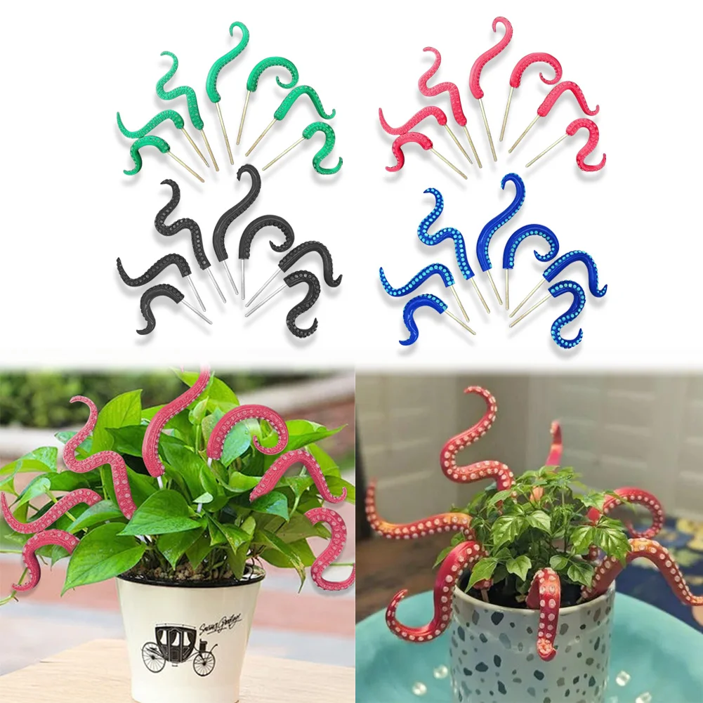 Seven Piece Octopus Tentacle Garden Stakes for Glowing Indoor Plant Decor and Seamonster Ambiance