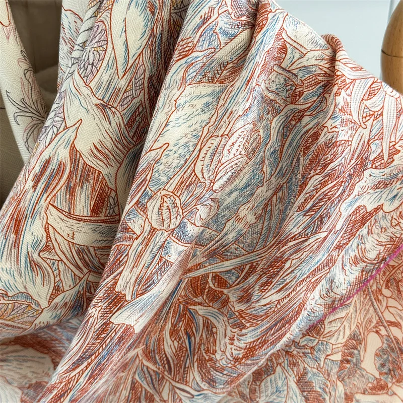 Winter Warm Scarf Women Luxury Shawls Silk Wool Hand-rolled Edge Scarves Square Big Bandanas Shawls Christmas Gift