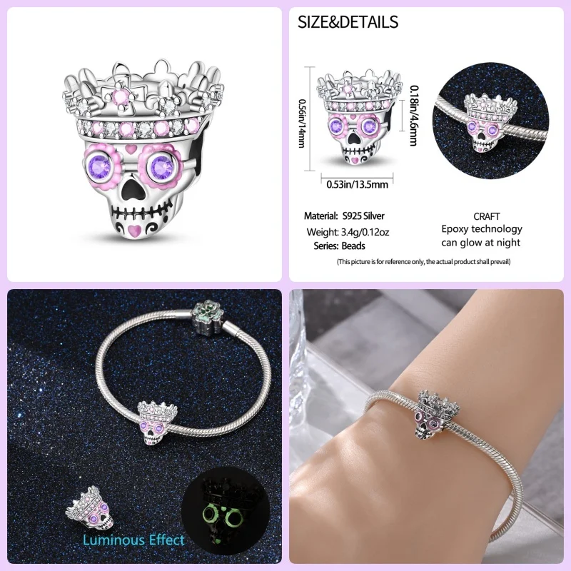 New Original 925 Silver Halloween Beads For Pan Bracelet DIY Flying Witch Charm Women Jewelry Fashion Gift