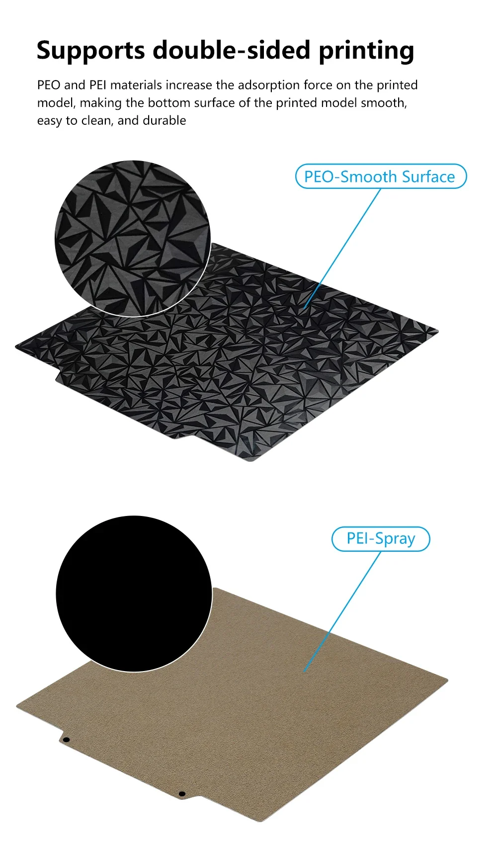 Für Ender 3 Bauplatte Heat Bed Ender 3 V2 /Neo Ender 5 /Pro H1H PEY PEO PET PEI Blatt 235x235 Magnetisches Federstahlblech – Detail 10