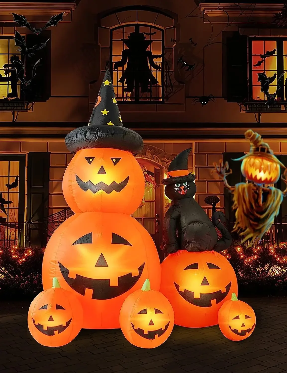 Decorações de Halloween Combo de abóbora inflável ao ar livre com LED inflável infláveis para jardim de quintal