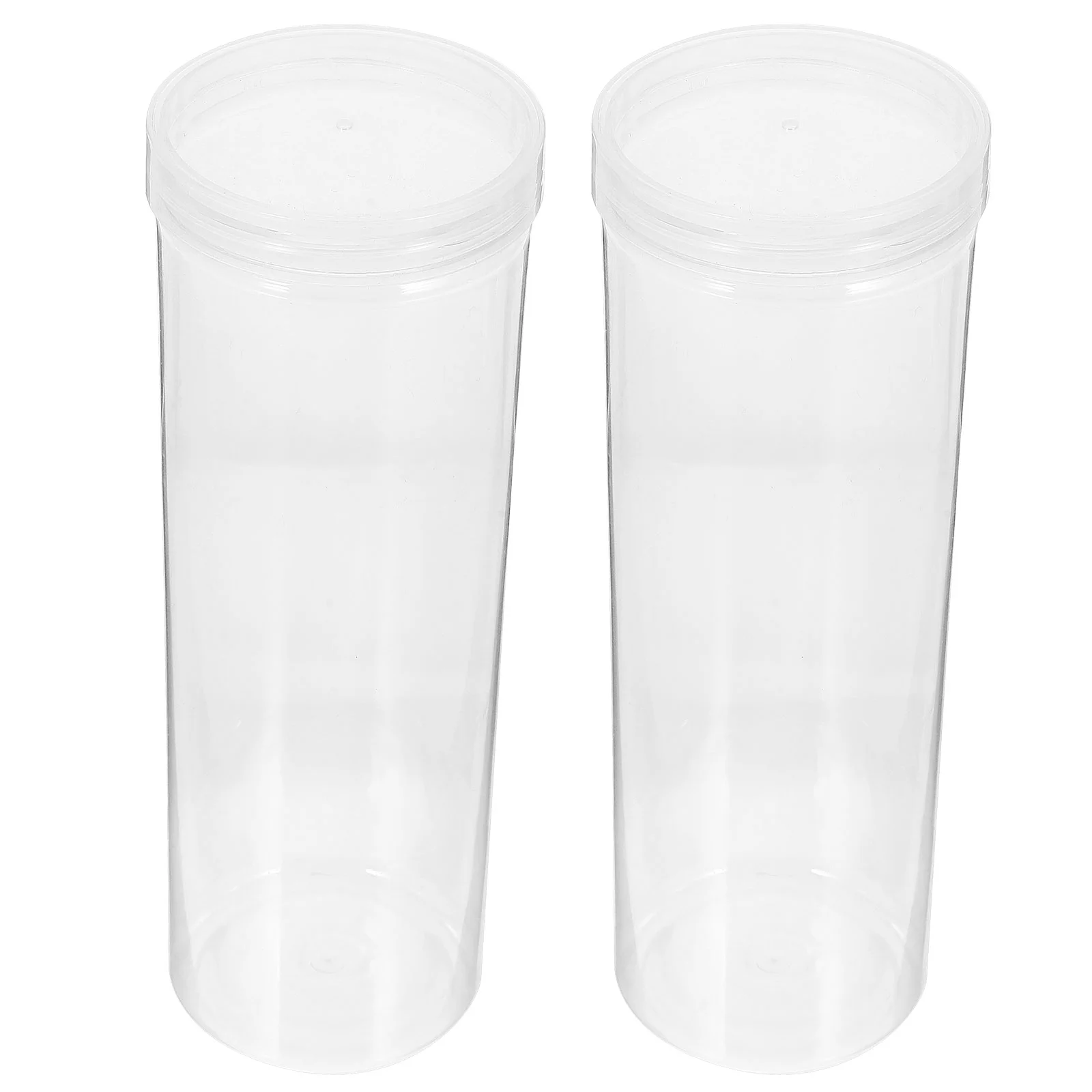 2 Pcs Transparent Pen Holder Plastic Storage Boxes Clear Display Tube 50pcs Pencils Cap Lightweight Gift Packaging Daily Use