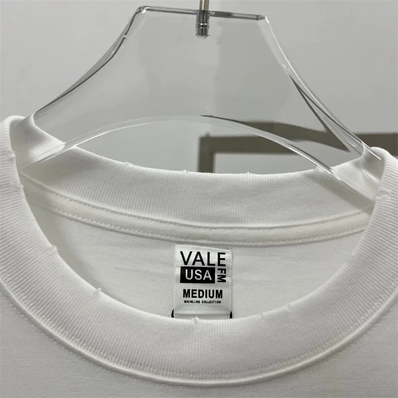 الفيلم المشارك الطباعة فالي تي شيرت الرجال النساء 1:1 أفضل جودة القطن الخالص الساخن الحفر رسائل فالي زوجين المتضخم تي شيرت