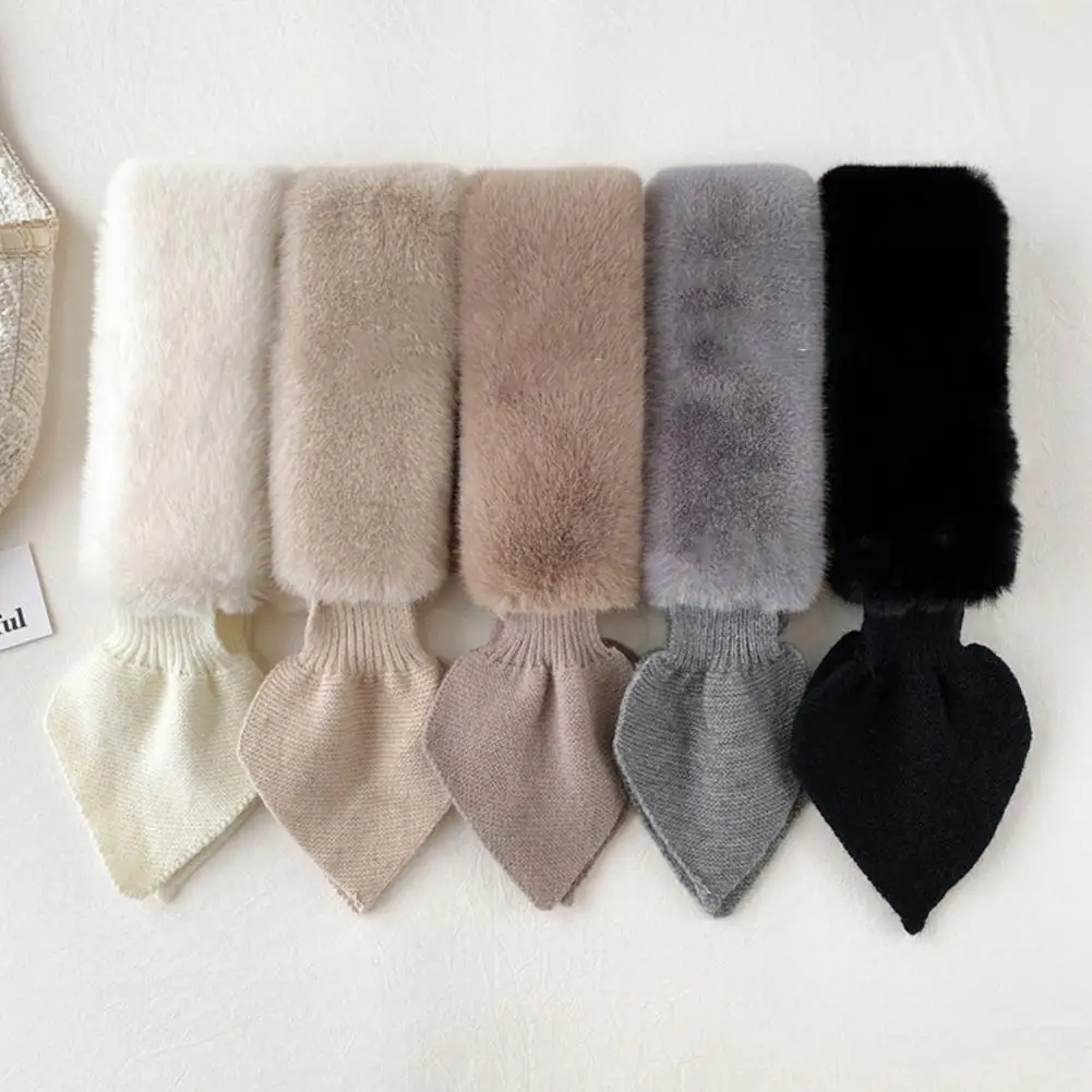 Women Scarf Thickened Warm Wide Thermal Scarf Women Autumn Winter Imitation Rabbit Fur Scarf For Daily Life