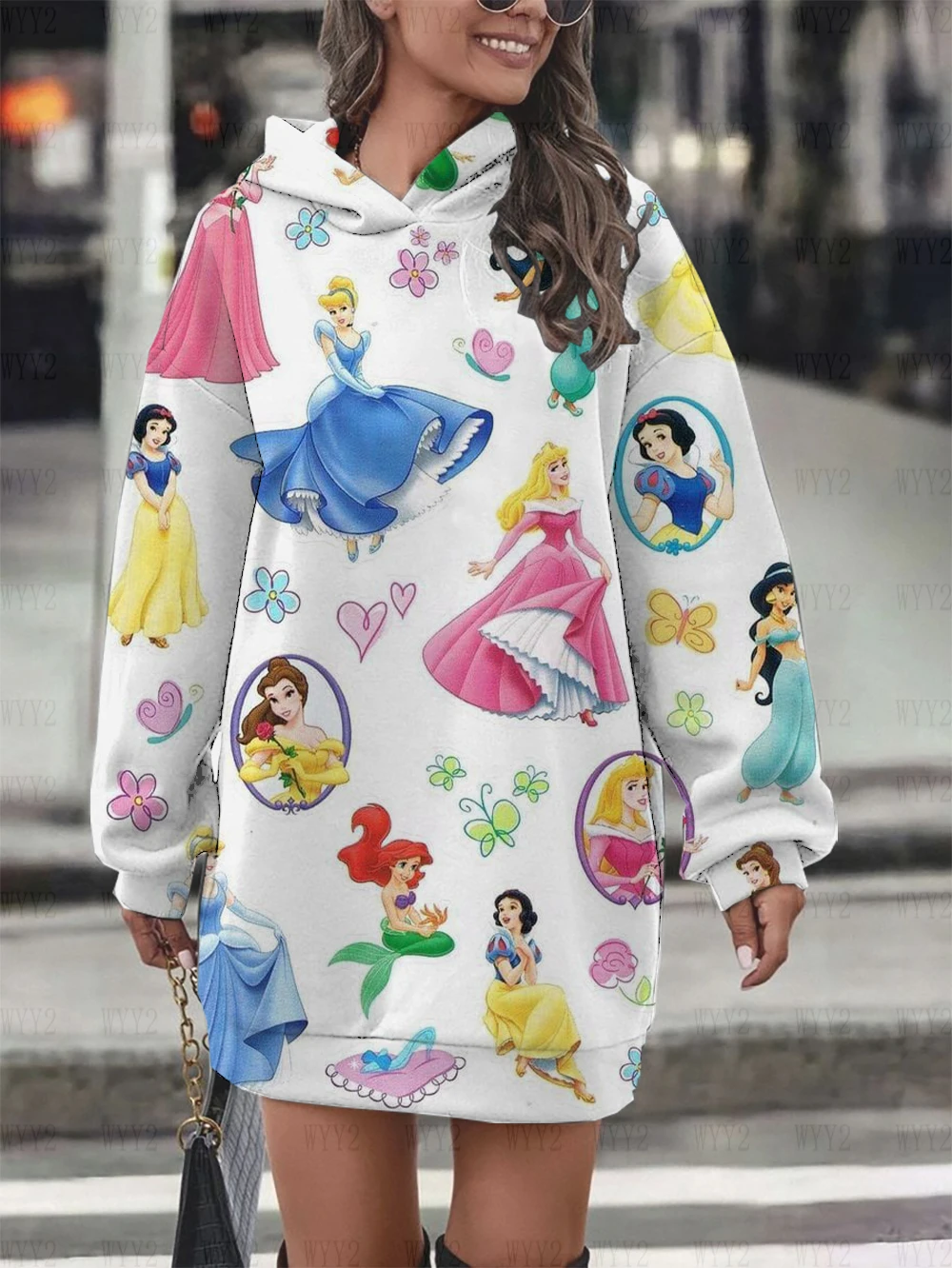 2025 Disney Princess Moana damesjurk met capuchon, herfst/winterprint, sweatshirt met lange mouwen, trui, straatmode.